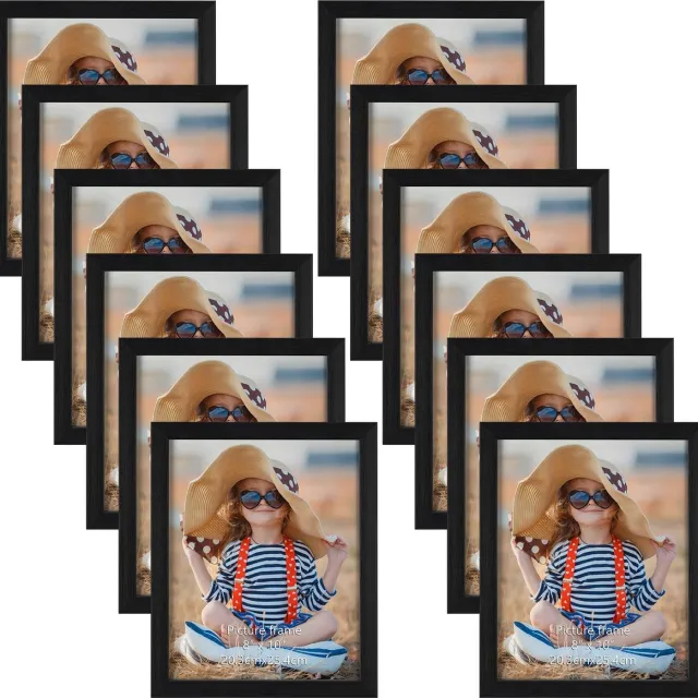 Ibenzoa Stijlvolle Set van 12 Moderne Fotolijsten voor Unieke Wand- en Tafeldecoratie zwart
