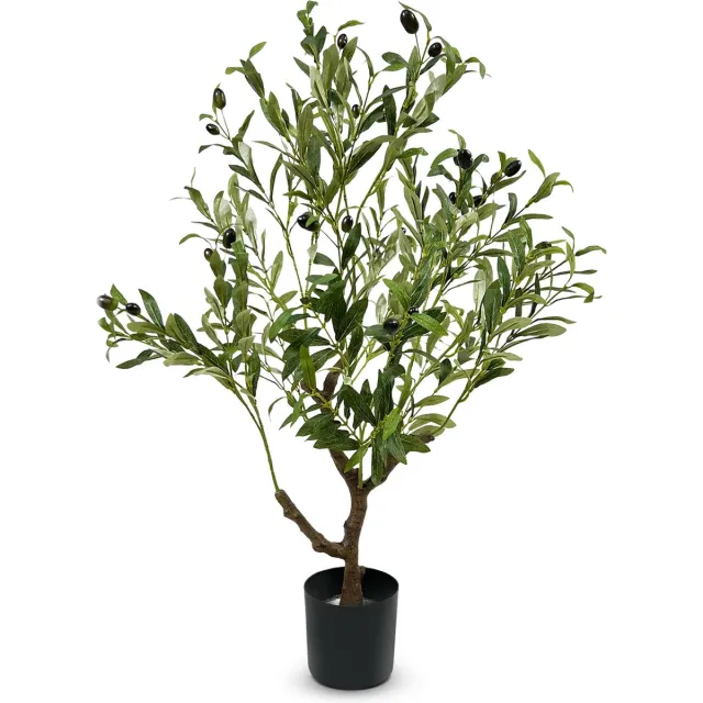 IvoQ Kunst Olijfboom 90 cm – Realistische Kunstplant – Onderhoudsvrij – Hoge Kwaliteit