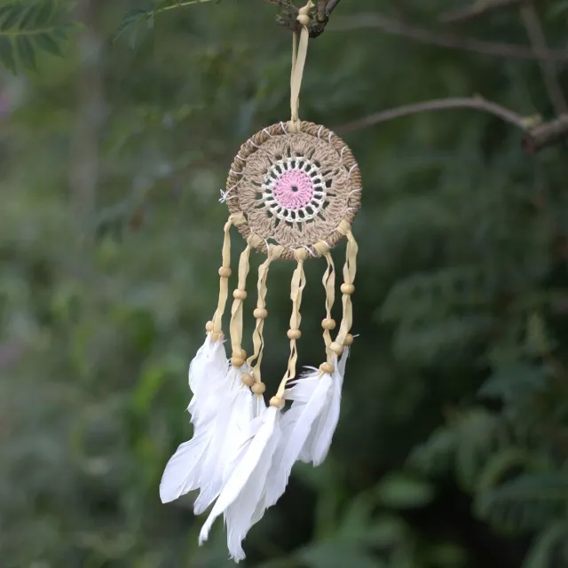 Ancient Wisdom 3 x Bali Macramé Dromenvanger - Handgemaakt - Pastel Roze - 9cm