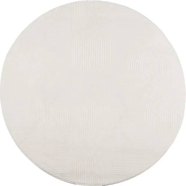 vidaXL Vloerkleed - IZA - laagpolig - Scandinavisch - Ø - 120 - cm - crèmekleurig