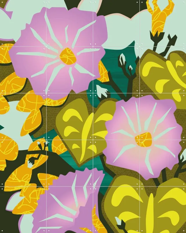 IXXI Morning Glory, Megan Gallagher - 80 x 100 cm - Grote wanddecoratie en posters - Kleurrijk, Digitale Kunst, Illustraties, Speels, Grafisch Groen / Roze / Paars