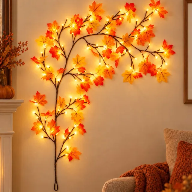 Nosheir Betoverende Wilgentak-Lichtslinger – lamp – 1,6 meter Twinkelende Boomtak met Afstandsbediening – 72 LED-Slingerlampjes voor Wand – Slaapkamer – Woonkamer & Huisdecoratie – Oranje