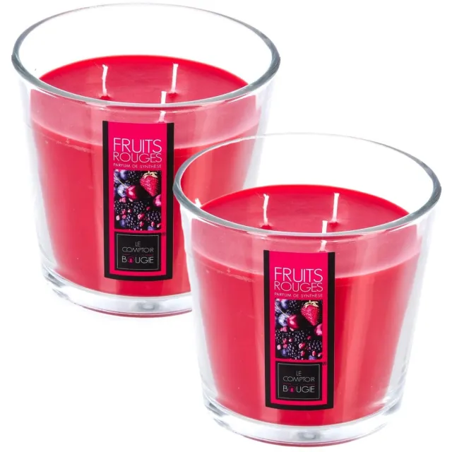 Atmosphera geurkaars - 2x - rood fruit geur - 40 branduren - rood - in glas - aroma/geurkaars
