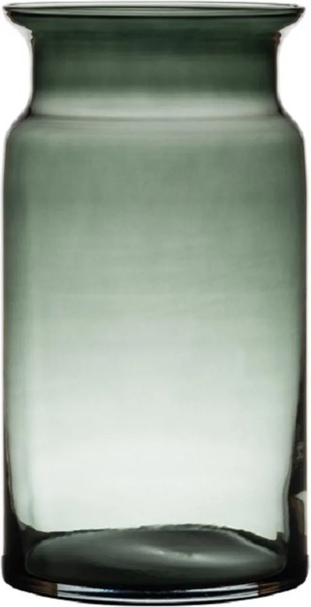 Hakbijl Glass melkbus vaas - donkergrijs - glas - D15 x H29 cm - bloemenvaas/boeketvaas