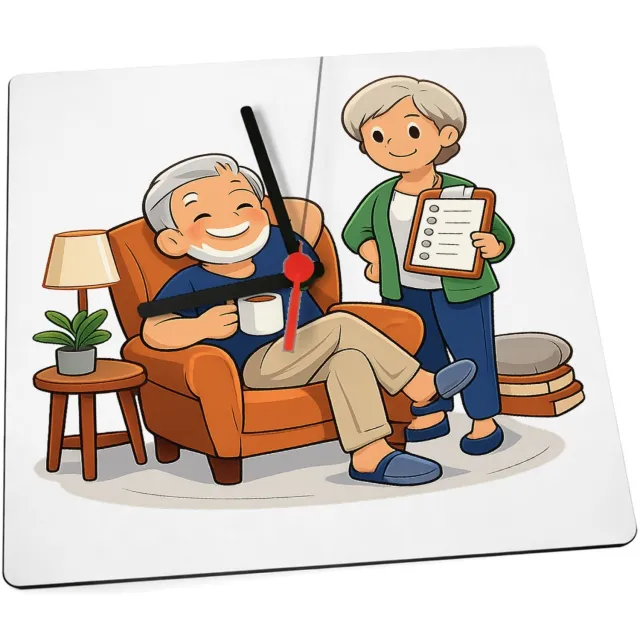 Mr Cadeautjes Klok 19 x 19 - design Een vrolijke pensioneringsgrap rond vrijheid en nieuwe routi | cadeau Wit