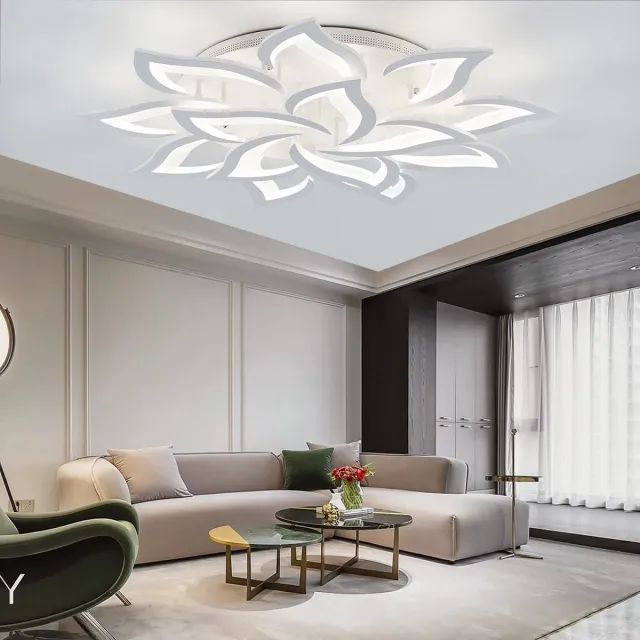 Whoopr® Lotus LED Plafondlamp - Luxueuze Plafonniere - Dimbare Helderheid - Smart Lamp - Art Deco Verlichtingsarmatuur - Bediening via Telefoon App - Koud en Warm Licht Wit