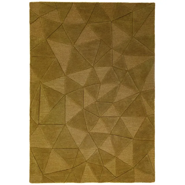 Flair Rugs Shard wollen vloerkleed donkergroen Goud