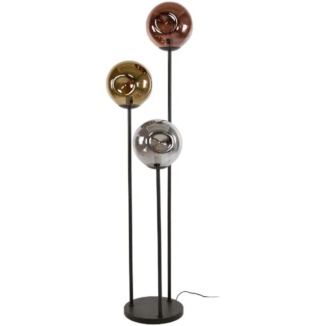Nest of Nora Vloerlamp Rina - 3-lichts getrapt - Modern design - Zwart Donkergrijs