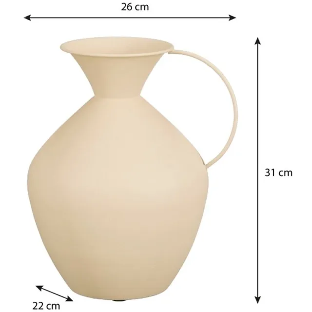 Mica Decorations Gyge Vaas - L26 x B22 x H31 cm - Metaal - Off-white Gebroken wit