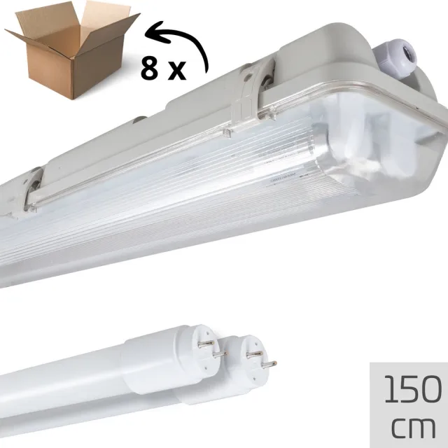 Proventa TL-Verlichting LED compleet 150 cm - 4PACK Dubbel armaturen met LED TL buizen - 4620 lm - Tl-buizen - Tl-armaturen Wit