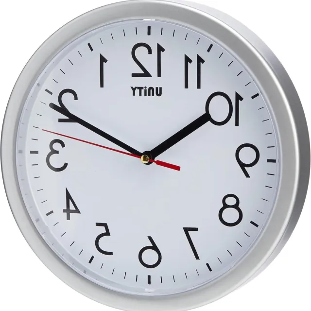Unity Wandklok Stille veeg zilver - modern design - 22 cm Rood, Wit, Zilver, Zwart
