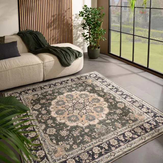 Heritaged Vintage buitenkleed vierkant - Valenca Nova donkergroen 115x115