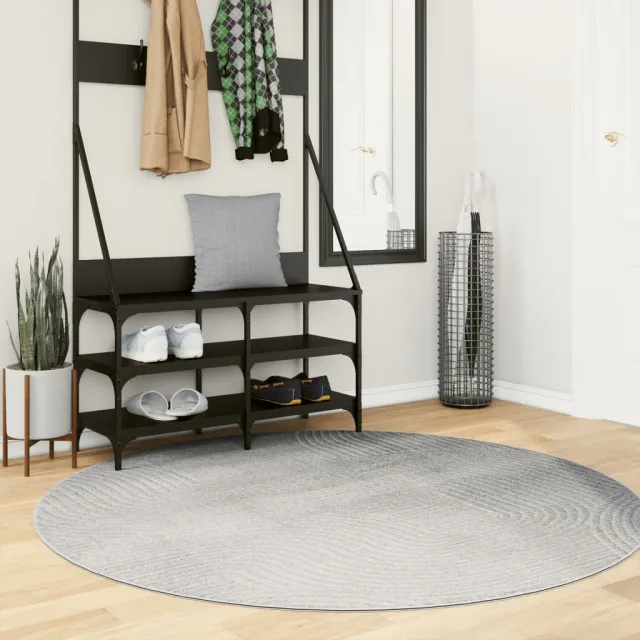 vidaXL Vloerkleed IZA laagpolig Scandinavisch Ø 160 cm grijs, foto 2