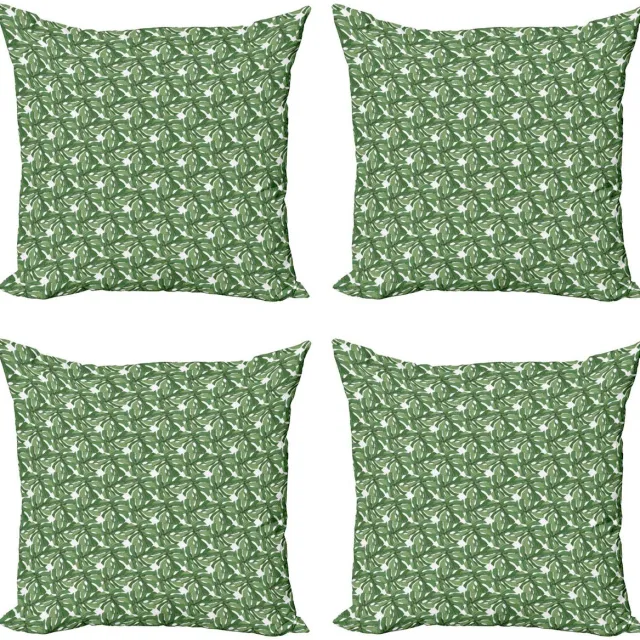 ABAKUHAUS Junglebladeren Kussenhoezen Set – 4x 40x40 cm – Dubbelzijdig bedrukt, microvezel, multicolor Farn-Grün