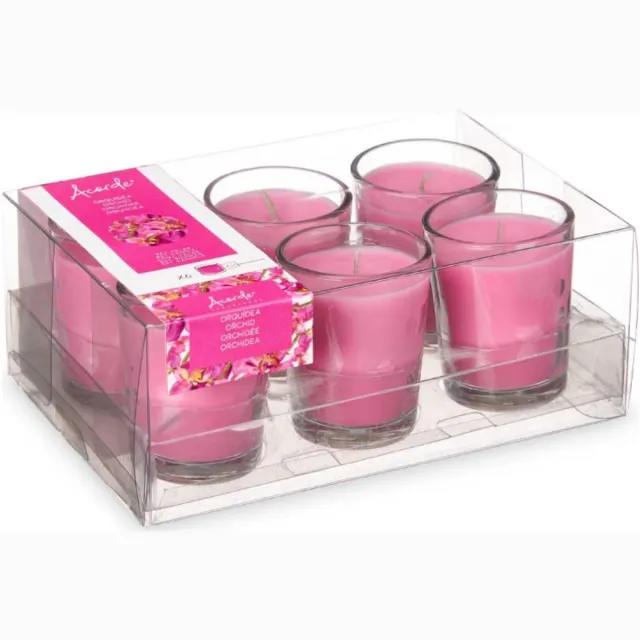 Arte r Arte regal geurkaarsen - 6x - orchidee geur - roze - 8 branduren - in glas - aroma kaars