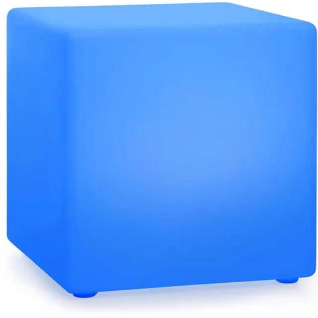 Blumfeldt Shinecube XL tuinlamp met LED verlichting in 16 kleuren, : 40 x 40 x 40 cm, Licht modi: strobe, Flash, fade, smooth, waterdicht, afstandsbediening, Akku, In / Outdoor, Material: PE, wit,2 kg Doorschijnend