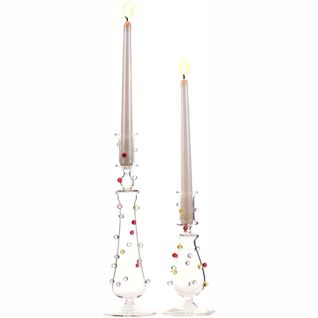 Goodwill Kaarsenhouder Glas - Multicolour - H 30 Cm - Set van 2 Stuks Tranparant
