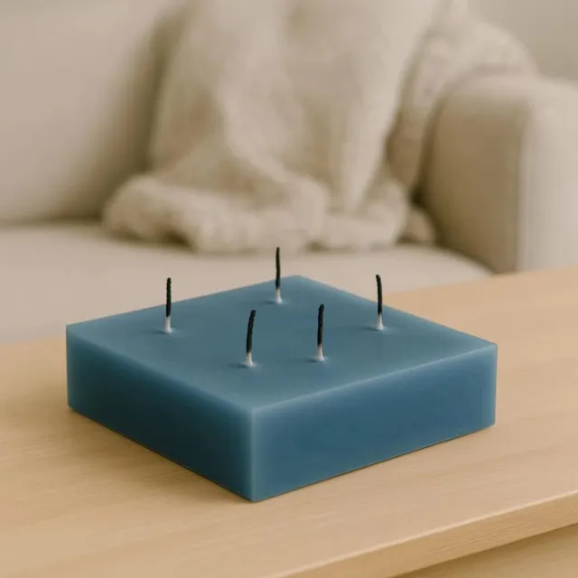 Cleybergh kaars - groot formaat - 21*21*4cm - blauw/turkouise - volumekorting