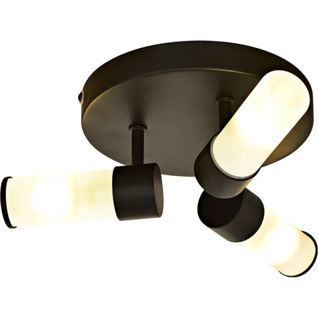 Olucia CALLUM - Badkamerplafondlamp - Zwart / Wit - Geschikt voor Badkamer - Vorm: Rechthoek