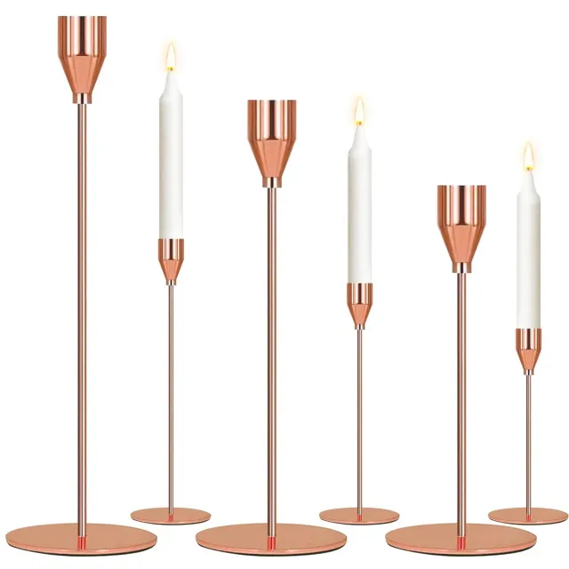 Ibenzoa Elegante Metalen Kaarsenhouder Set voor Diverse Decoratieve Gebruiken in Huis en Feestlocaties rozegoud