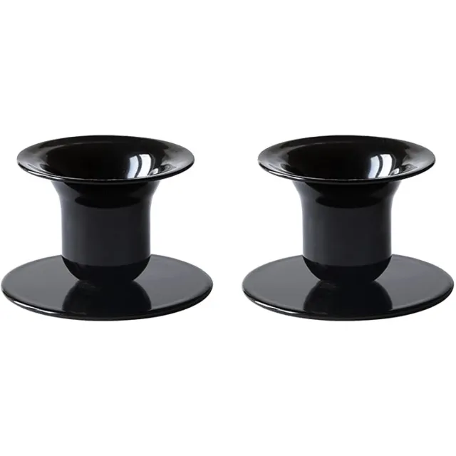 Kunst Industrien Kunstindustrien® The Bell kaarsenhouder, verkrijgbaar in 16 kleuren, minimalistische zwarte kaarsenhouder, kaarsenhouder voor kaarsen met een diameter van 21-23 mm, set van 2 (zwart)