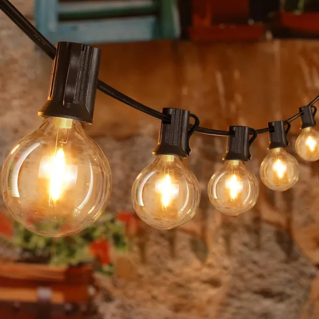 Flintry Lichtsnoer voor buiten - 3 m Lampjes Slinger - met 10 + 1 stuks warmwitte G40-lampen - Kerstverlichting - waterdichte LED Lichtslinger voor buiten - Tuinverlichting voor feesten, bruiloften