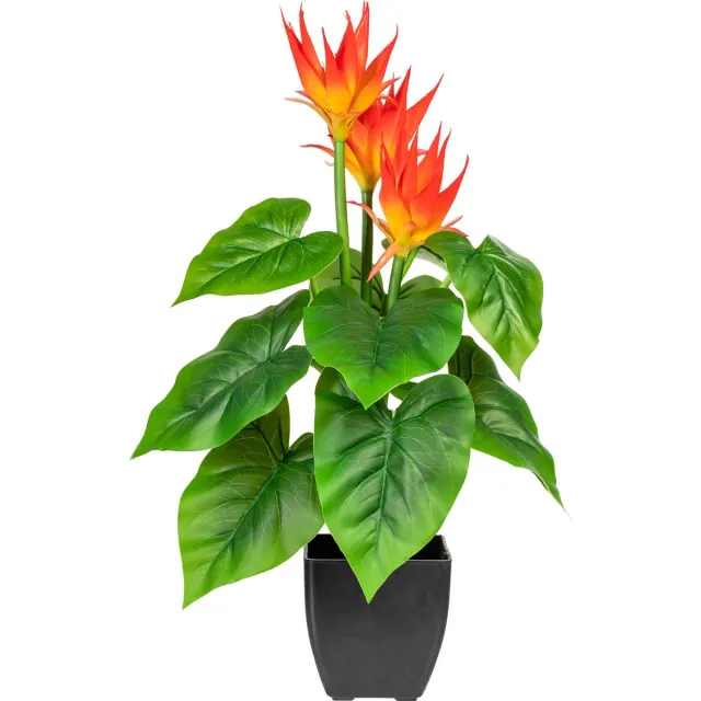 Kopu Kunstplant Guzmania 58 cm met 3 oranje bloemen - Nepplant Groen