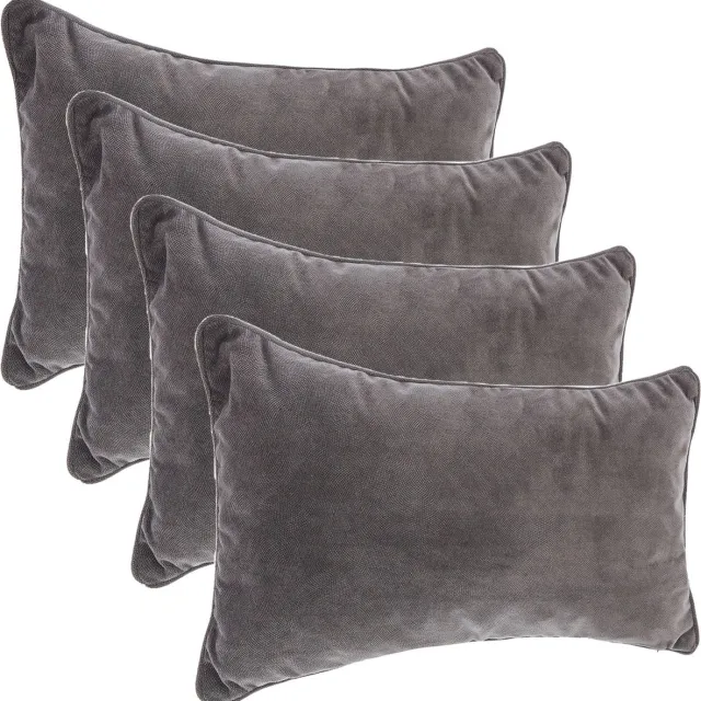 Atmosphera Bank/sierkussens Sophia - 4x stuks - 30 x 50 cm - polyester met rits Dark grey