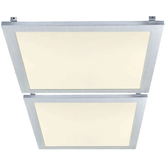Globo Lighting Plafondlamp zilver LED paneel plafondlamp aluminium inbouw paneel kantoorlamp louvre lamp, 18 watt 1100 lumen neutraal wit, LxBxH 29,9 x 29,9 x 5 cm, set van 2