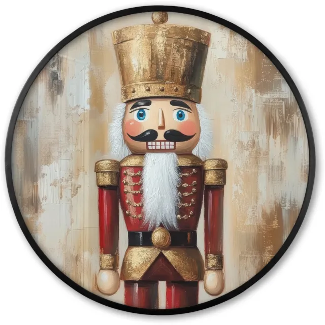 FrameYourWall Poster in lijst Rond - Fotolijst 60x60 cm - Posters - Kerst - Poppetje - Abstract - Ronde posterlijst zwart - Decoratie - Wanddecoratie woonkamer - Muurdecoratie slaapkamer - Kerstversiering - Kerstdecoratie voor binnen - Kerstmis De notenkraker