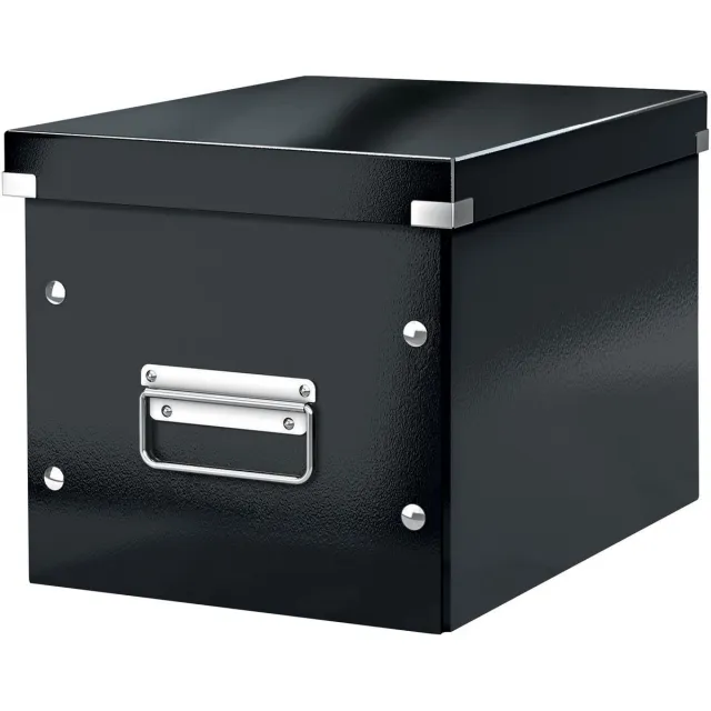 Leitz Wow Click & Store Kubus Middelgrote Opbergdoos - 80% Gerecycled Karton - 26 x 24 x 26 Cm (BxHxD) - Zwart