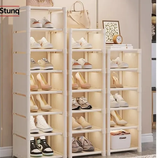 Stunq Witte Schoenenorganizer – Verstelbaar en Stapelbaar Schoenenrek voor Hal en Woonkamer