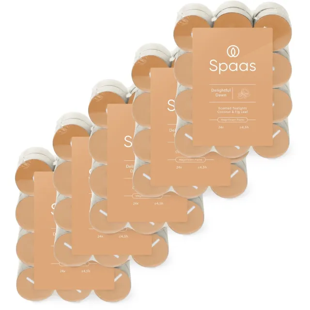 Spaas Geurtheelichtjes - 120 kaarsen - Kokos en Vijgenblad - circa 4,5u - Delightful Dawn Oranje