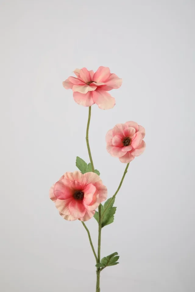 Trendybywave Kunstbloem Ranonkel - topkwaliteit decoratie - Roze - zijden tak - 61 cm hoog