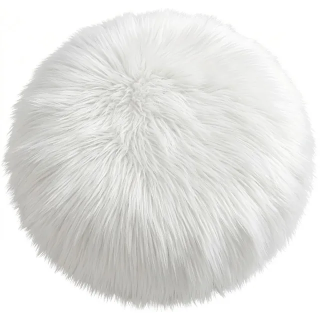 NUVEX Wit rond pluche stoelkussen 45 cm zacht zitkussen eetkamer stoel bureau stoel fluffy decoratief kussen voor stoel en vloer gebruik