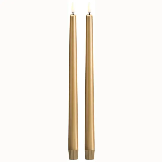 Uyuni LED kroonluchter - dinerkaars Slanke LED kaars - Goud - 2-pack - 2,3 x 32 cm - met dimfunctie