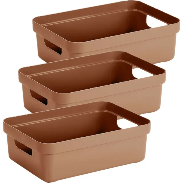 Sunware opbergbox Sigma - 6x - kunststof - 9 liter - terra - opberg dozen/bakken - opbergers - 35 x 24 x 12 cm Terracotta bruin