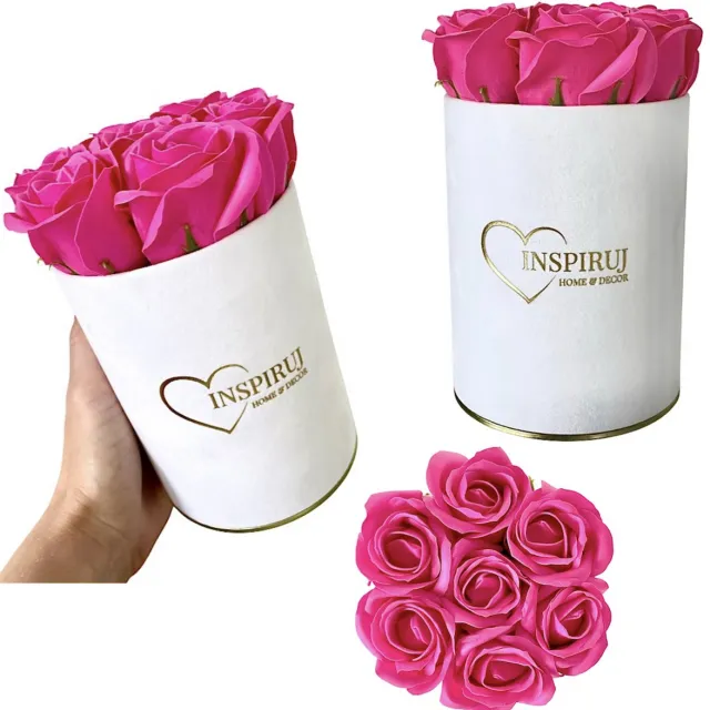 Inspiruj Flowerbox - Białe Pudełko - Roze - Ciemny Rozowy