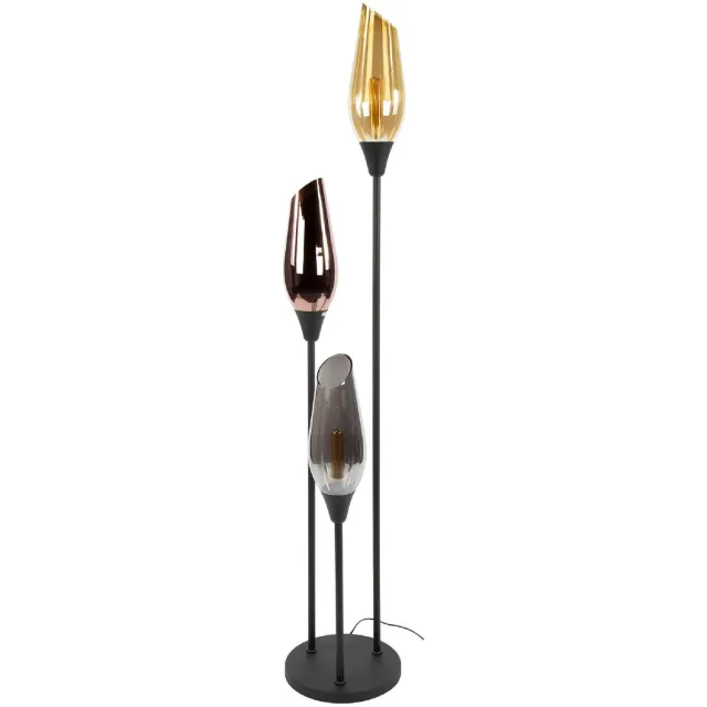 Nest of Nora Vloerlamp Suni - 3-lichts modern design - Zwart Donkergrijs