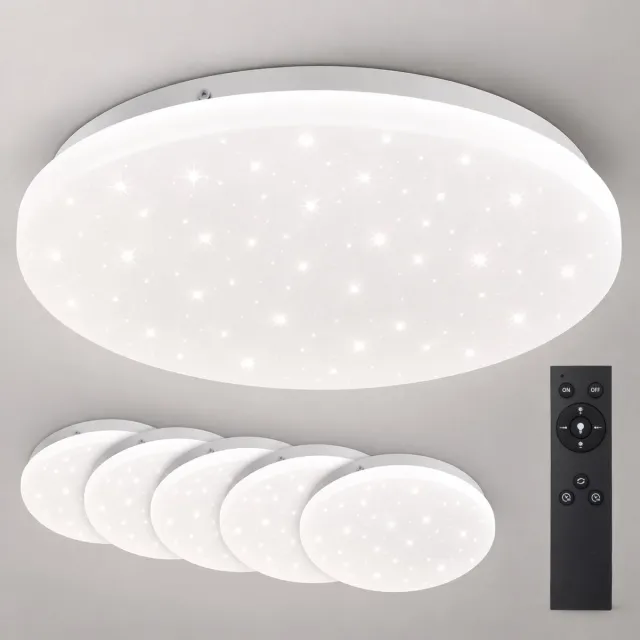 LOVHAUS 5x LED Ceiling Plafondlamp 28 cm – 24W 2400LM – Dimbaar Warm tot Koel Wit – Sterrenhemel – Afstandsbediening