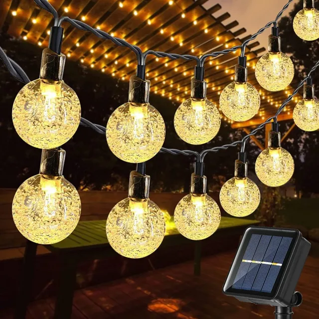 F5 Lichtsnoer Buiten op Zonne-Energie - 50LED Solar Tuinverlichting - Warm-wit - ø2.2cm - Lampjes slinger - Kerstverlichting - Buitenverlichting - sfeerverlichting - 5+2m - Lichtslinger - IP 65