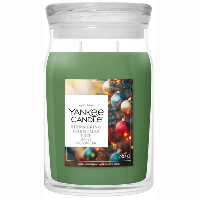 Yankee Candle Shimmering Christmas Tree Large Jar Geurkaars - 90 branduren - twee lonten Groen