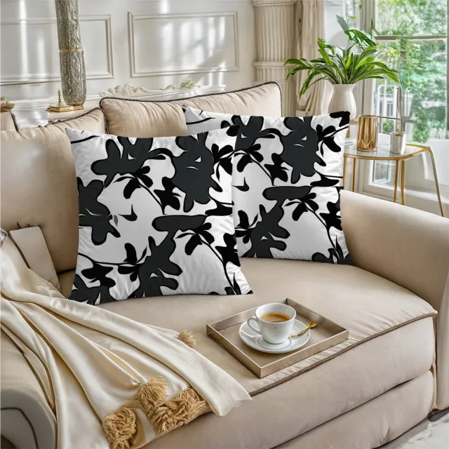 Boraboi Luxe Decoratieve Kussenhoezen set van 2 , Zachte Suède Touch- 30x50 cm -(Zwart,wit)