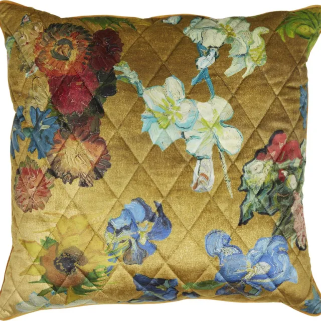 Beddinghouse x Van Gogh Museum Carré Fleuri Sierkussen - 50x50 cm - Goud