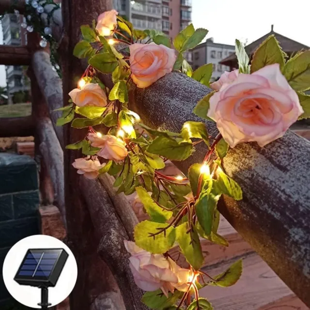 YAGXIG Lichtslinger - 5M 50 LED's - Op zonne-energie werkende bloemvormige lichtslinger - Geschikt voor terrassen, tuinen, hagen, kerstfeesten en feestdagen