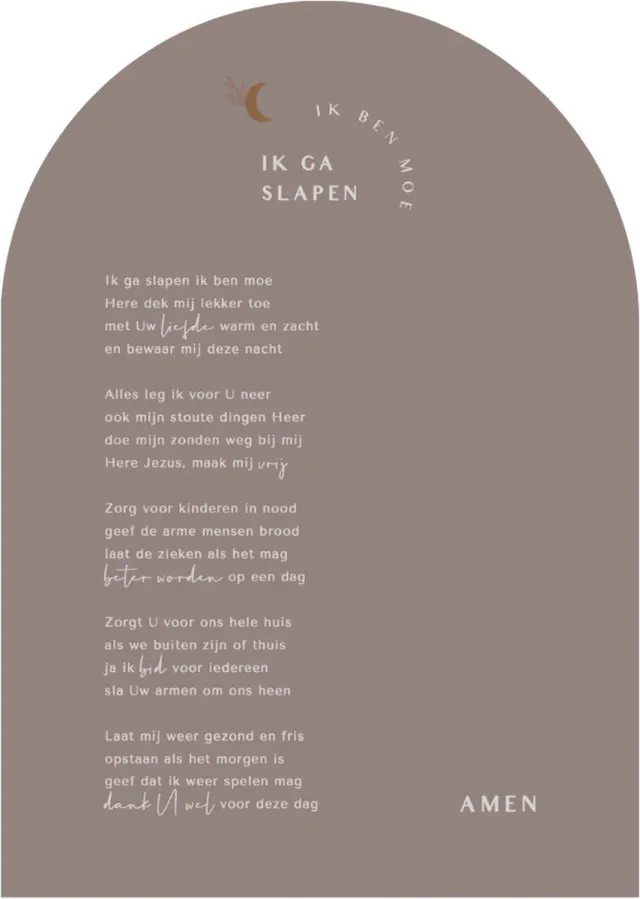 LittleConcept.Store Poster A4 'Ik ga slapen, ik ben moe' nieuwe versie op luxe papier - Taupe