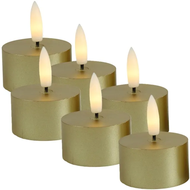 Countryfield LED theelichtjes/waxinelichtjes - 6x st - goud - D4 x H5,2 cm - met timer