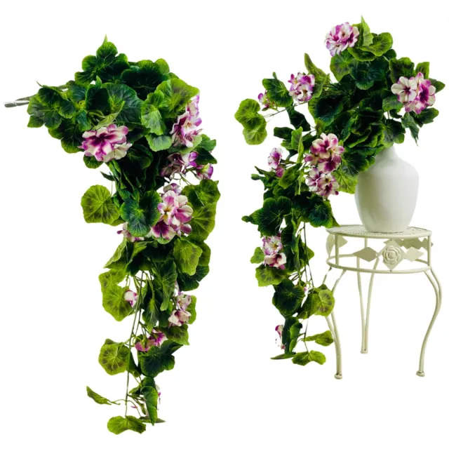 Inspiruj Kunstbloem Girlanda - Pelargonia - Purper-wit - 80 cm Purper;Wit