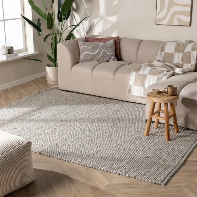 NATURL. Wollen vloerkleed - Feline Grijs/Gemeleerd | Isolerend - 80x150cm