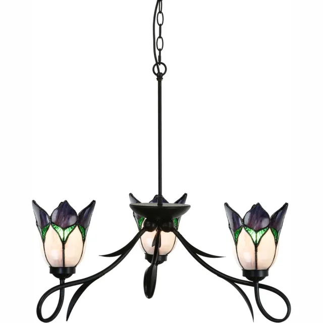 Coloured by Art 3 lichts Kroonluchter Lovely Flower Purple - Art Deco Trade Paars